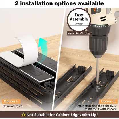 2 Tier Black Pull Out Slide Out Cabinet Organizer Spice Rack 3 Pack for Narrow Kitchen Storage Shelves