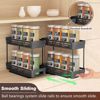 2 Tier Black Pull Out Slide Out Cabinet Organizer Spice Rack 3 Pack for Narrow Kitchen Storage Shelves