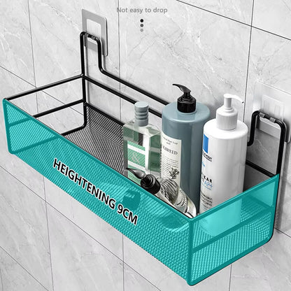 Wall-Mount Bathroom Shelf Shower Shampoo Rack Toilet Accessories Kitchen Free Punch Condiment Storage Basket Bathroom Organizer