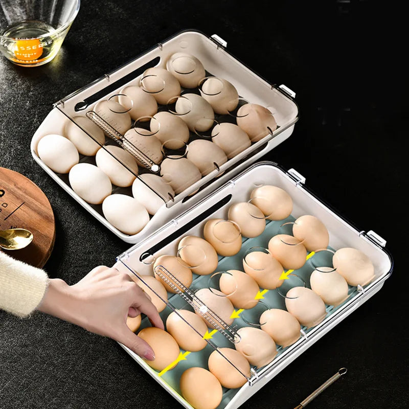 Refrigerator Egg Storage Box Kitchen Refrigerator Home Preservation Storage Box Plastic Stackable Egg Carton Multi-Layer Tray
