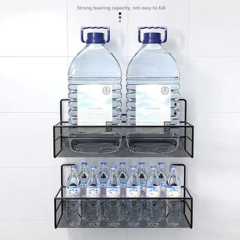 Wall-Mount Bathroom Shelf Shower Shampoo Rack Toilet Accessories Kitchen Free Punch Condiment Storage Basket Bathroom Organizer