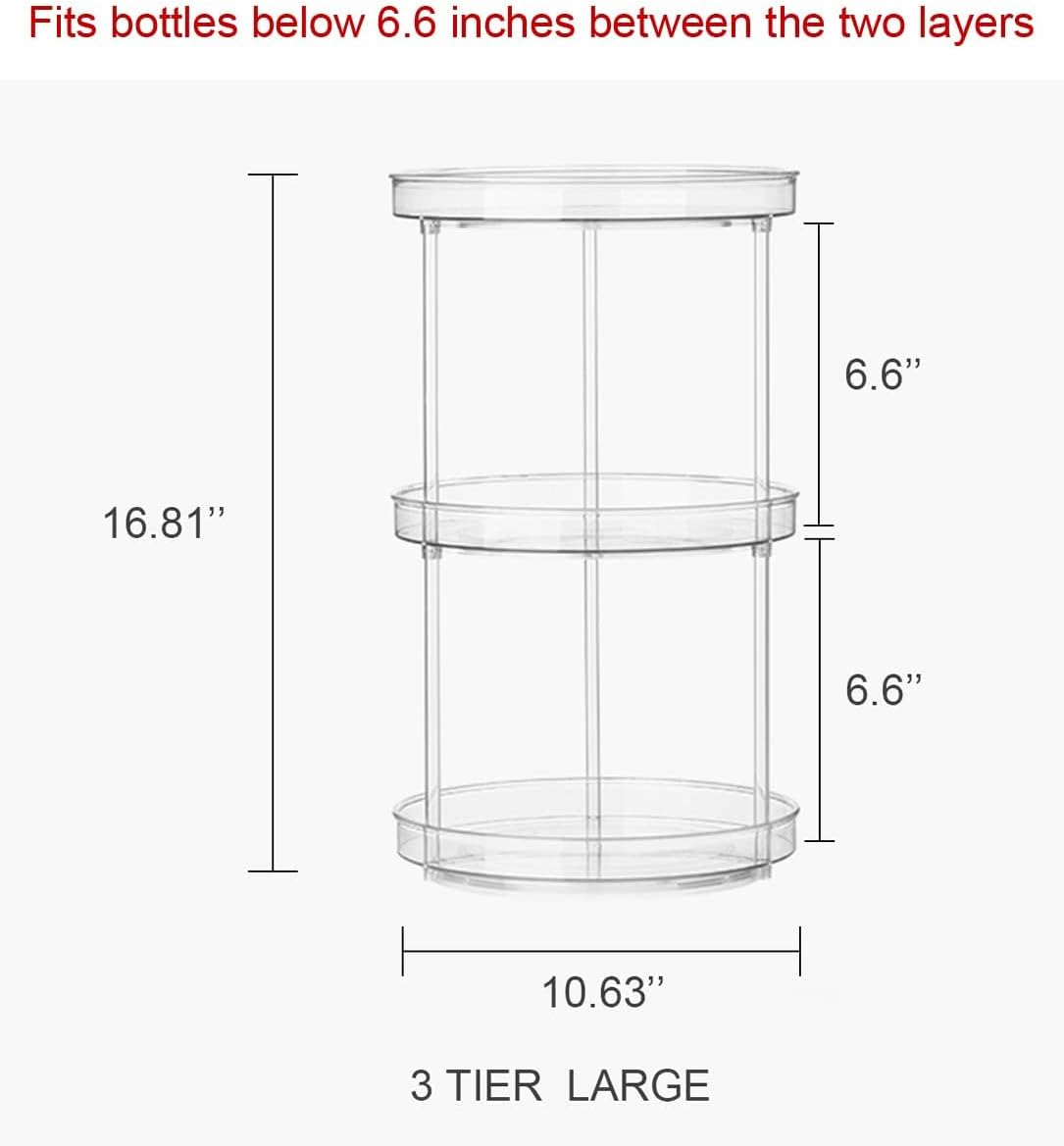 360 Rotating Makeup Organizer,3 Tier Skincare Organizers Spinning Organizer Bathroom Counter Organizer Perfume Organizer Kitchen Storage |10.6 Inches | Clear