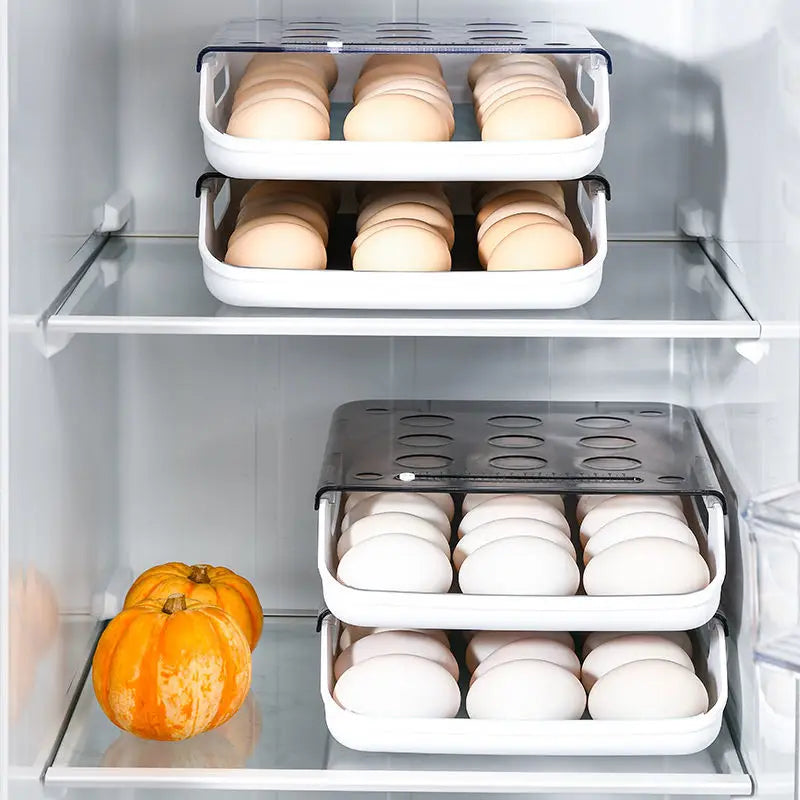 Refrigerator Egg Storage Box Kitchen Refrigerator Home Preservation Storage Box Plastic Stackable Egg Carton Multi-Layer Tray