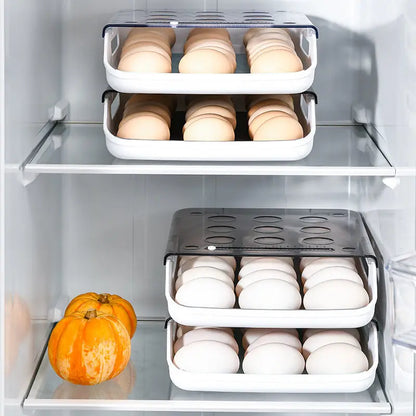 Refrigerator Egg Storage Box Kitchen Refrigerator Home Preservation Storage Box Plastic Stackable Egg Carton Multi-Layer Tray