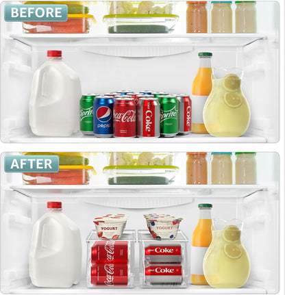 Soda Can Organizer for Refrigerator Stackable Can Holder Dispenser with Lid for Fridge, Pantry, Freezer – Holds 12 Cans Each, Bpa-Free, Clear Design, (2-Pack)