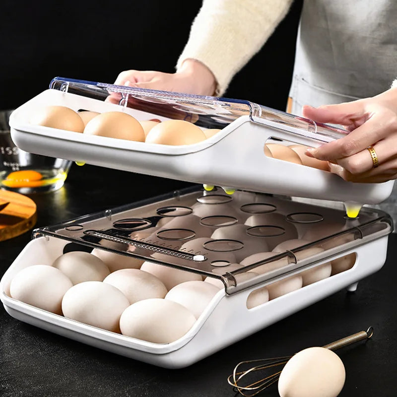 Refrigerator Egg Storage Box Kitchen Refrigerator Home Preservation Storage Box Plastic Stackable Egg Carton Multi-Layer Tray