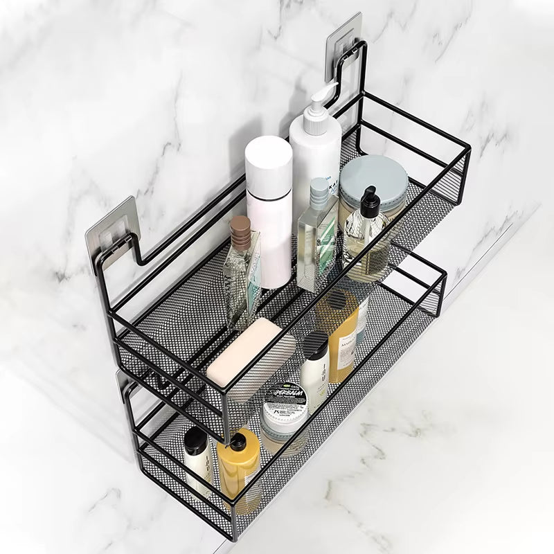 Wall-Mount Bathroom Shelf Shower Shampoo Rack Toilet Accessories Kitchen Free Punch Condiment Storage Basket Bathroom Organizer