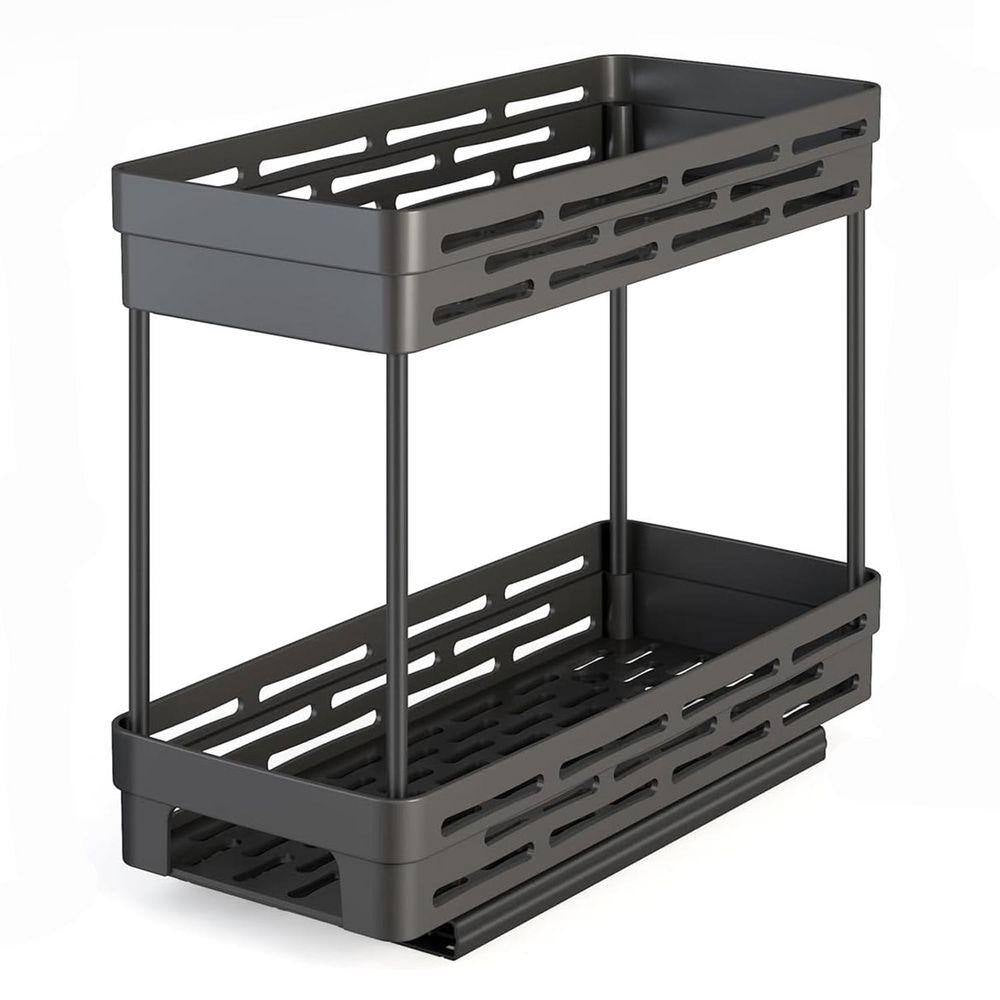 2 Tier Black Pull Out Slide Out Cabinet Organizer Spice Rack 3 Pack for Narrow Kitchen Storage Shelves
