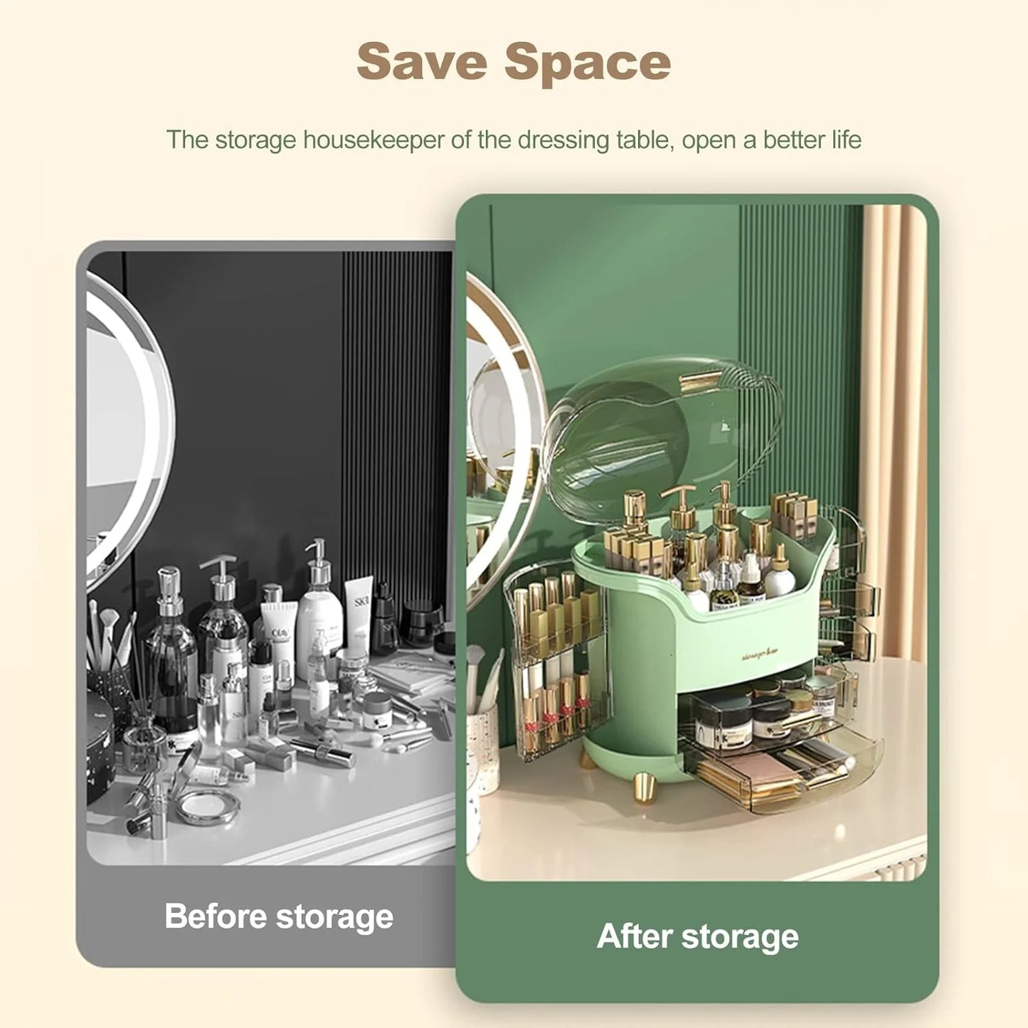 Makeup Storage Box and Organizer, Portable Vanity Cosmetics Bathroom Storage