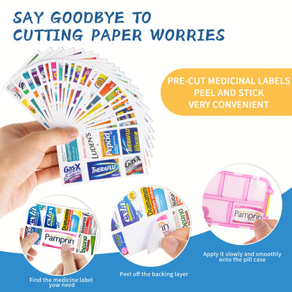 10 Grids Pill Organize Storage Container with 175 Labels Pill Case Health Medicine Organizer Travel Supply Mini Pill Box