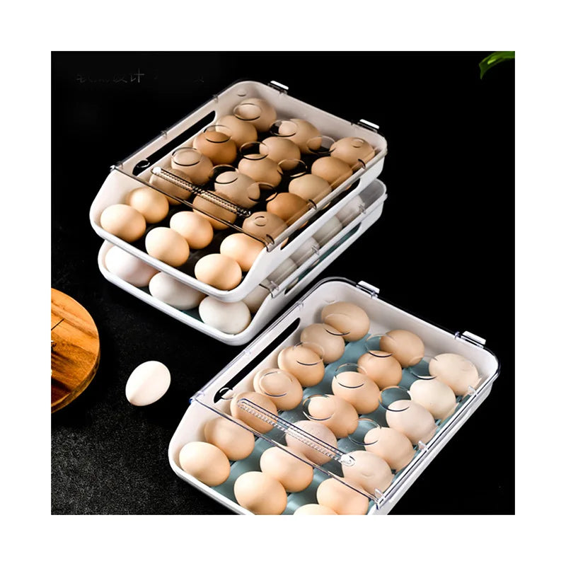 Refrigerator Egg Storage Box Kitchen Refrigerator Home Preservation Storage Box Plastic Stackable Egg Carton Multi-Layer Tray