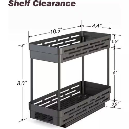 2 Tier Black Pull Out Slide Out Cabinet Organizer Spice Rack 3 Pack for Narrow Kitchen Storage Shelves