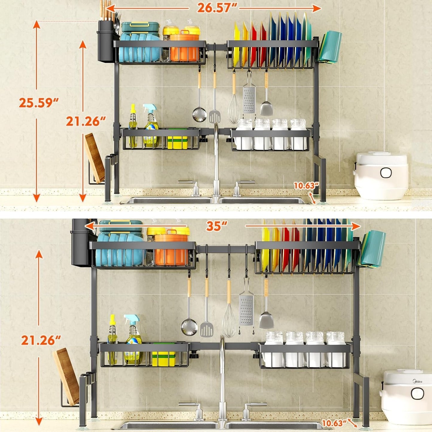 Escurridor De Platos Trastes De Acero Inoxidable Ajustable Para Sobre Fregadero