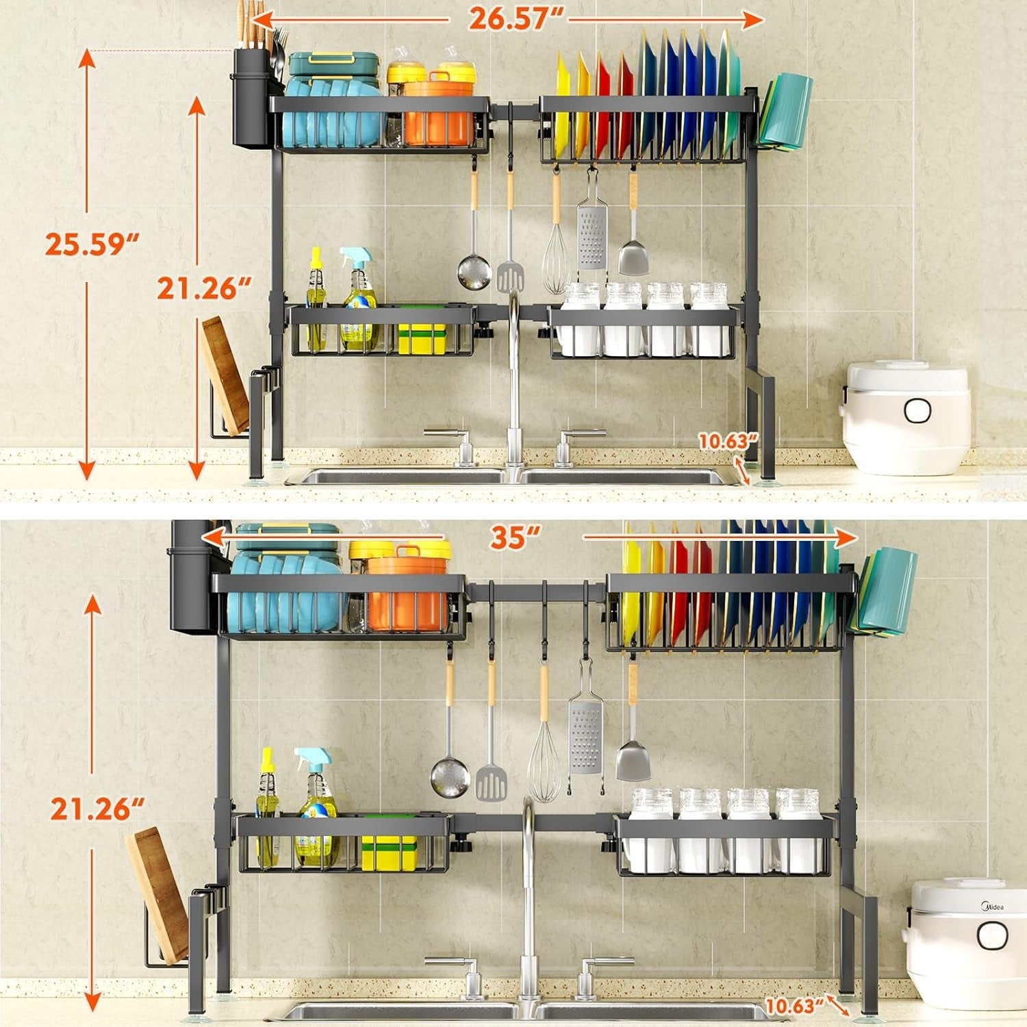 Escurridor De Platos Trastes De Acero Inoxidable Ajustable Para Sobre Fregadero