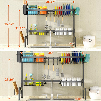 Escurridor De Platos Trastes De Acero Inoxidable Ajustable Para Sobre Fregadero
