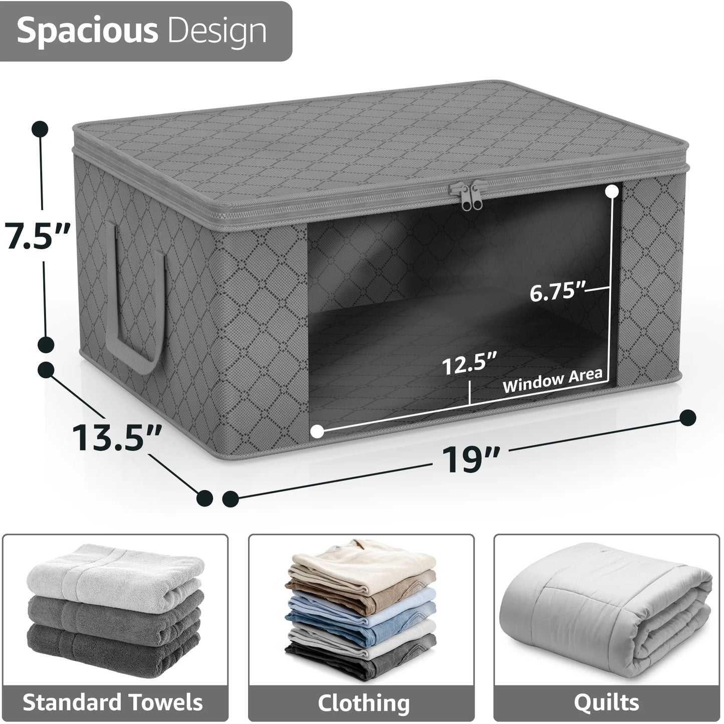 Medium Clothes Storage Bags - Foldable Blanket Storage Bins for Organizing Bedroom, Closet, Clothing, Comforter, Organization with Clear Window, Lids and Carry Handles - Set of 11