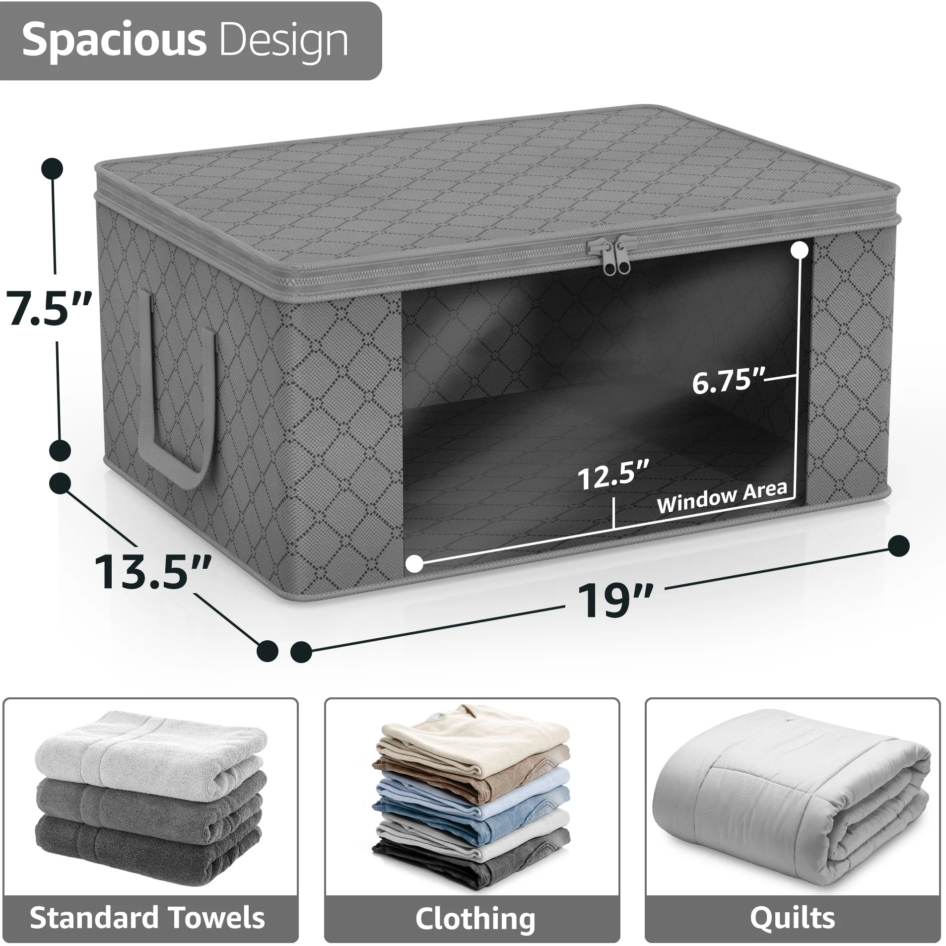 Medium Clothes Storage Bags - Foldable Blanket Storage Bins for Organizing Bedroom, Closet, Clothing, Comforter, Organization with Clear Window, Lids and Carry Handles - Set of 11
