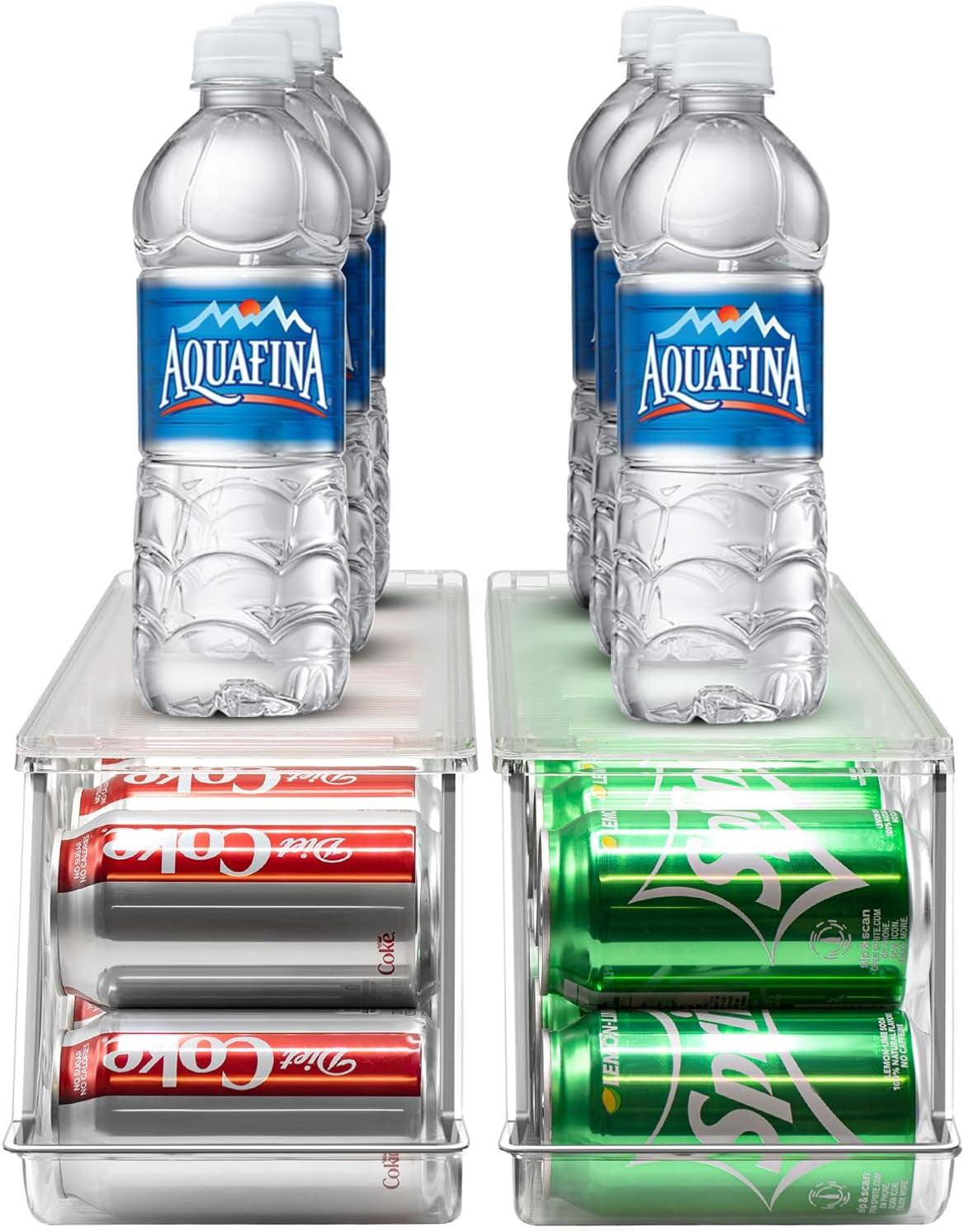 Soda Can Organizer for Refrigerator Stackable Can Holder Dispenser with Lid for Fridge, Pantry, Freezer – Holds 12 Cans Each, Bpa-Free, Clear Design, (2-Pack)